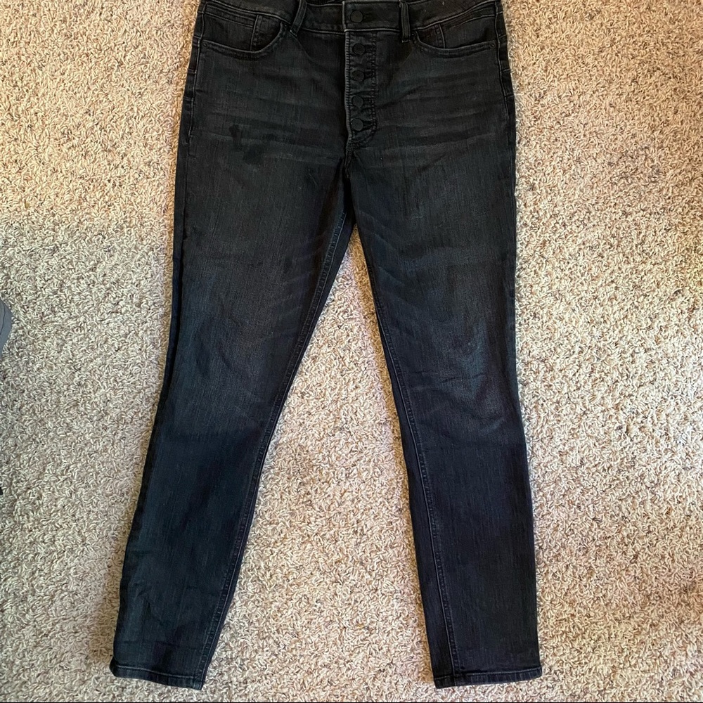 Dark grey button fly jeggings